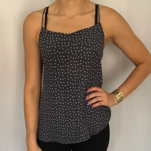 LOFT Tops - FINAL LOFT Gray White Blue Pin Dot V Neck Cami